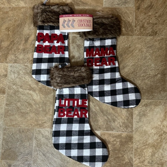 New 3 Stockings- mama bear, papa bear, little bear Christmas farmhouse - Picture 11 of 11